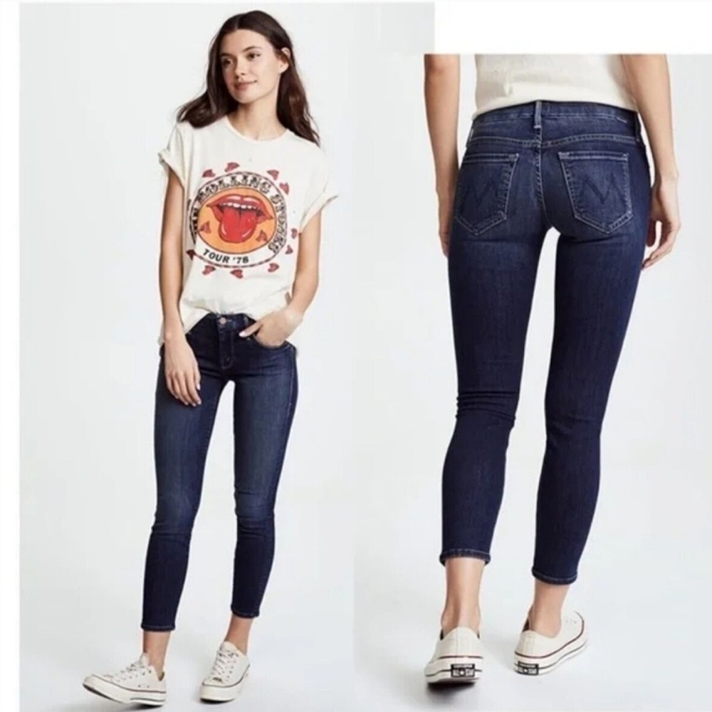 Mother Jeans Womens 24 The Looker Here Kitty Kitty Dark Wash Mid Rise Stretch